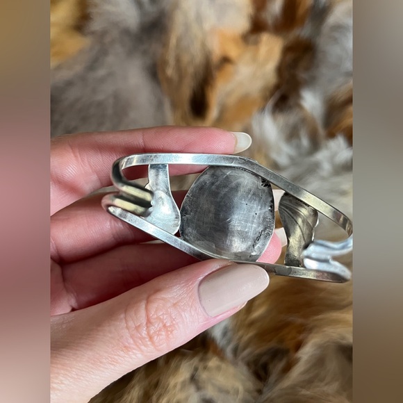 VINTAGE SILVER & TURQUOISE TRIBAL NATIVE AMERICAN CUFF BRACELET NAVAJO MEXICO - Picture 7 of 13